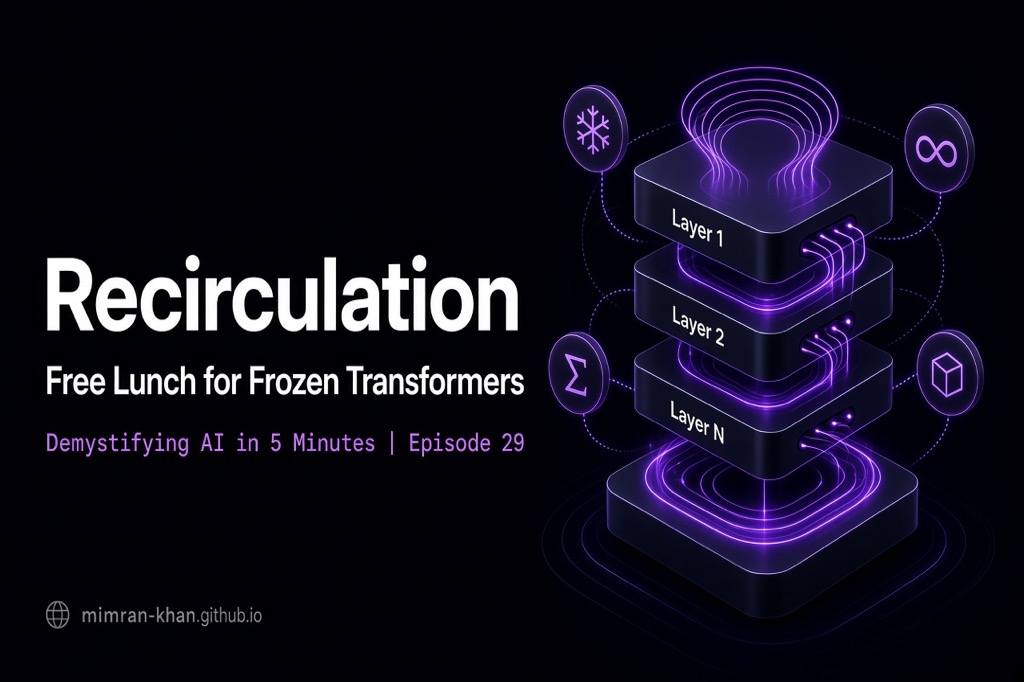Recirculation - Free Lunch for Frozen Transformers